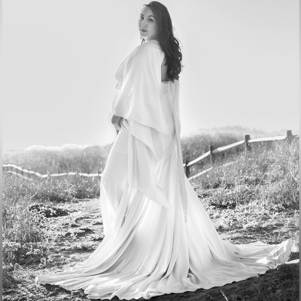 Sew Trendy Elegant White Women's Maternity Gown